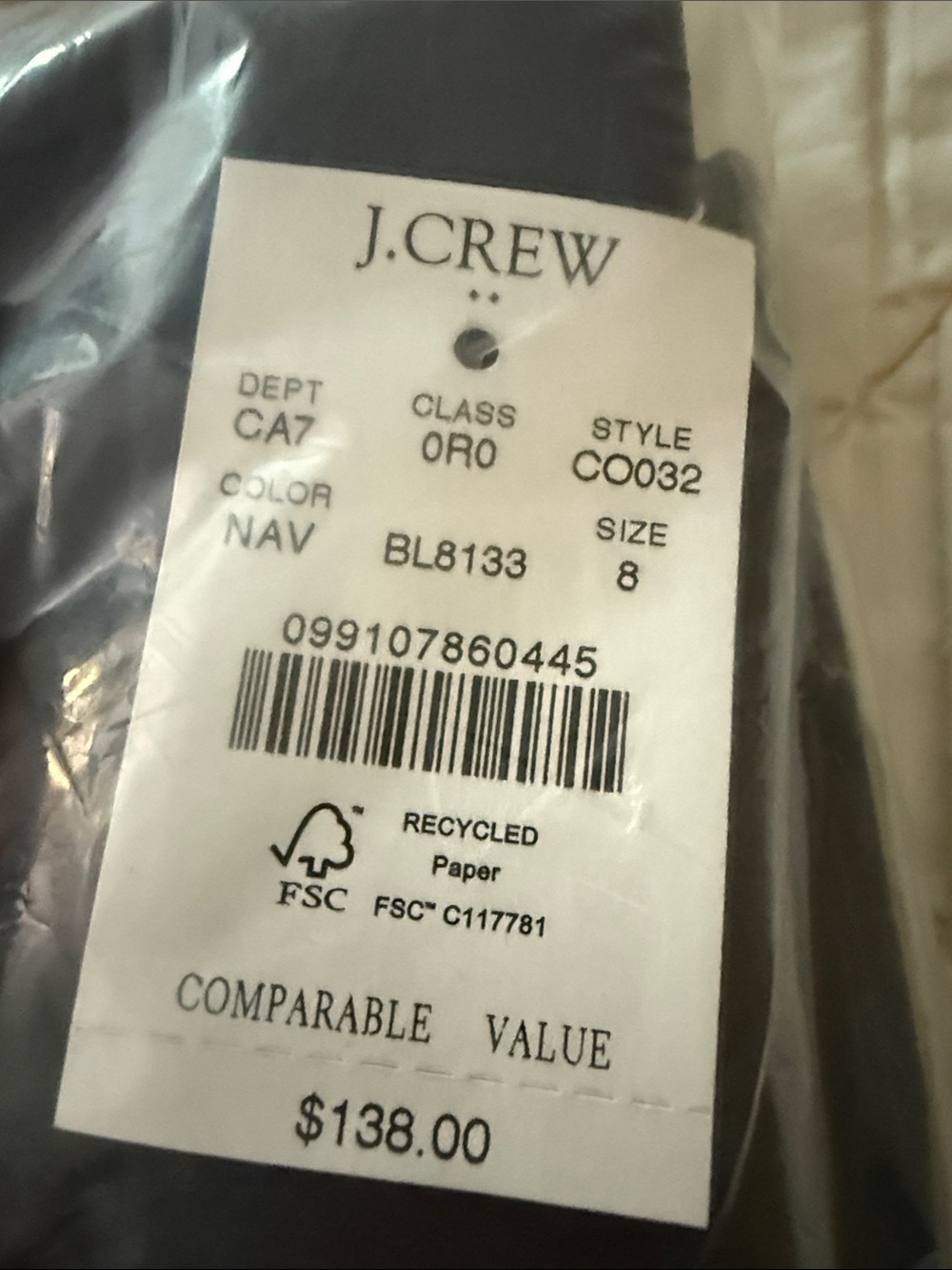J Crew Factory Ponte Crop Pant Navy NWT